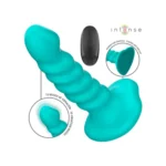 Arnés twister buffy vibrador amb ventosa de color blau turquesa